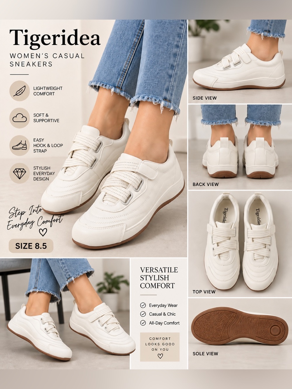 Women's Casual Sneakers - Cream